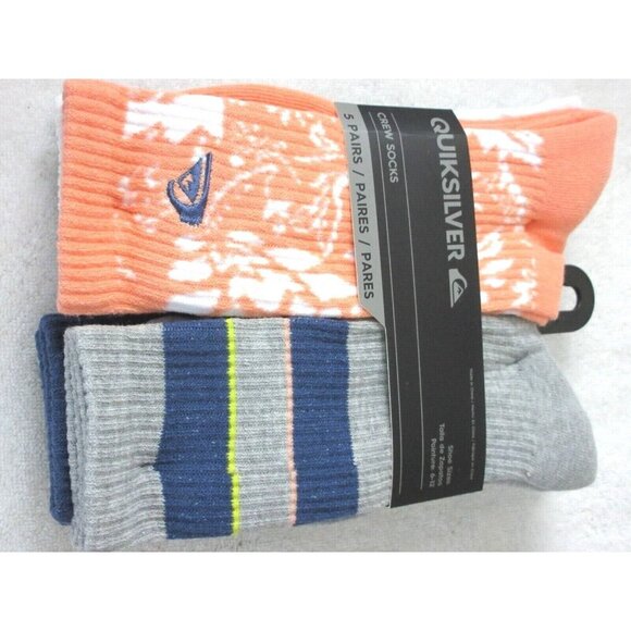 Men's Quiksilver Surf Crew Length socks lot of 5 pairs Size 6-12 NWT - Picture 8 of 9